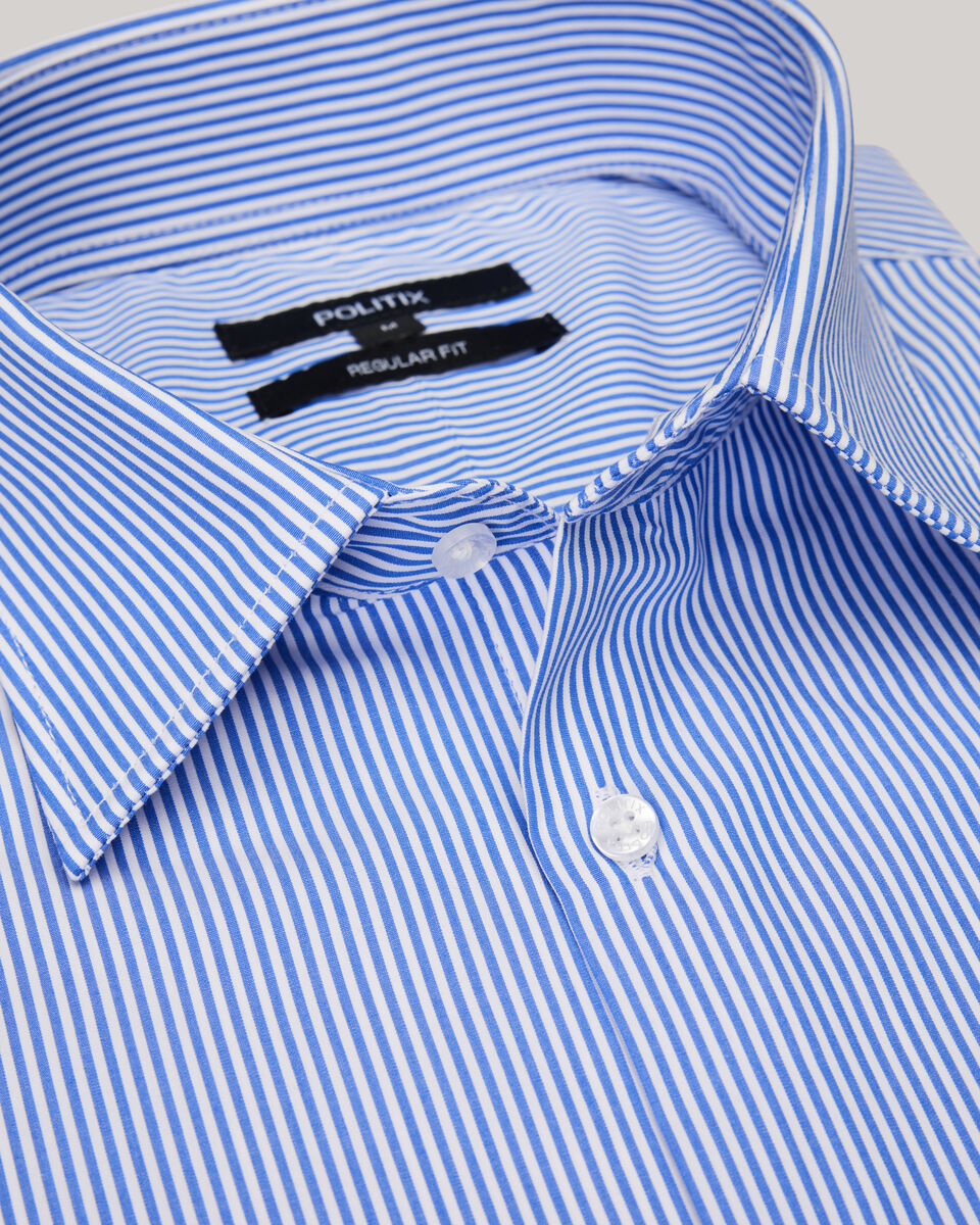 Striped Business Shirt, Blue, hi-res
